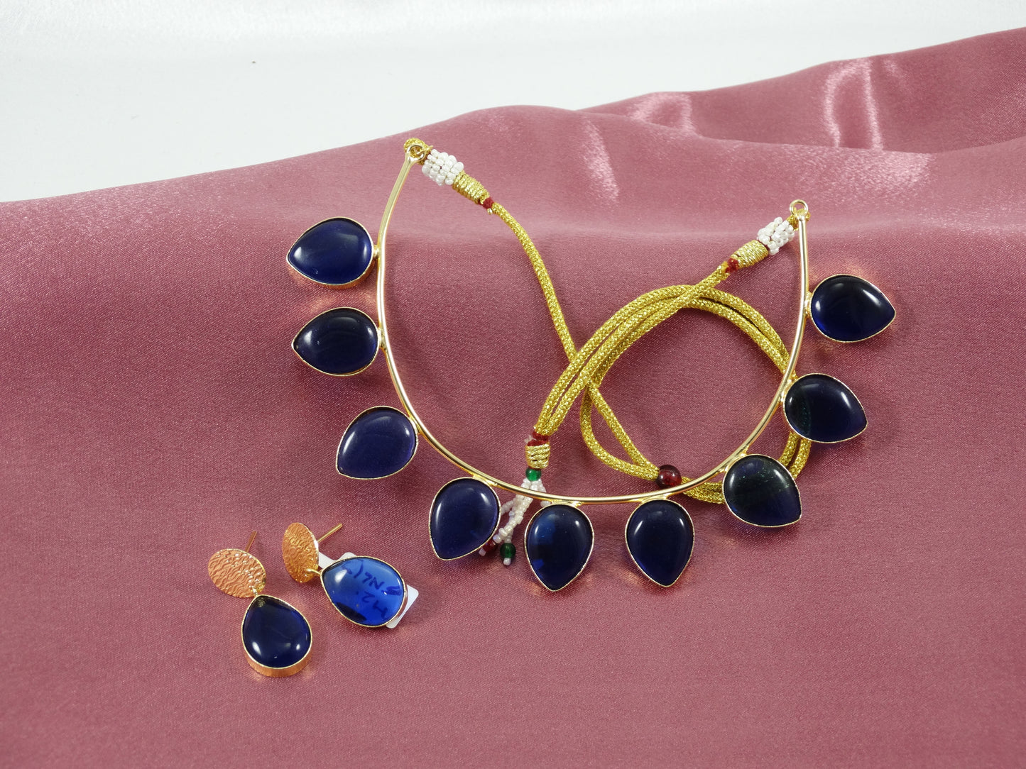 Achala Navy Blue Royal Statement Necklace